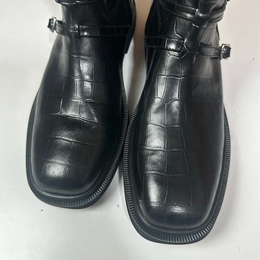 Franco Sarto Black Ainsley Inspired‎ Equestrian Charm Knee High Boots NWOT 9.5